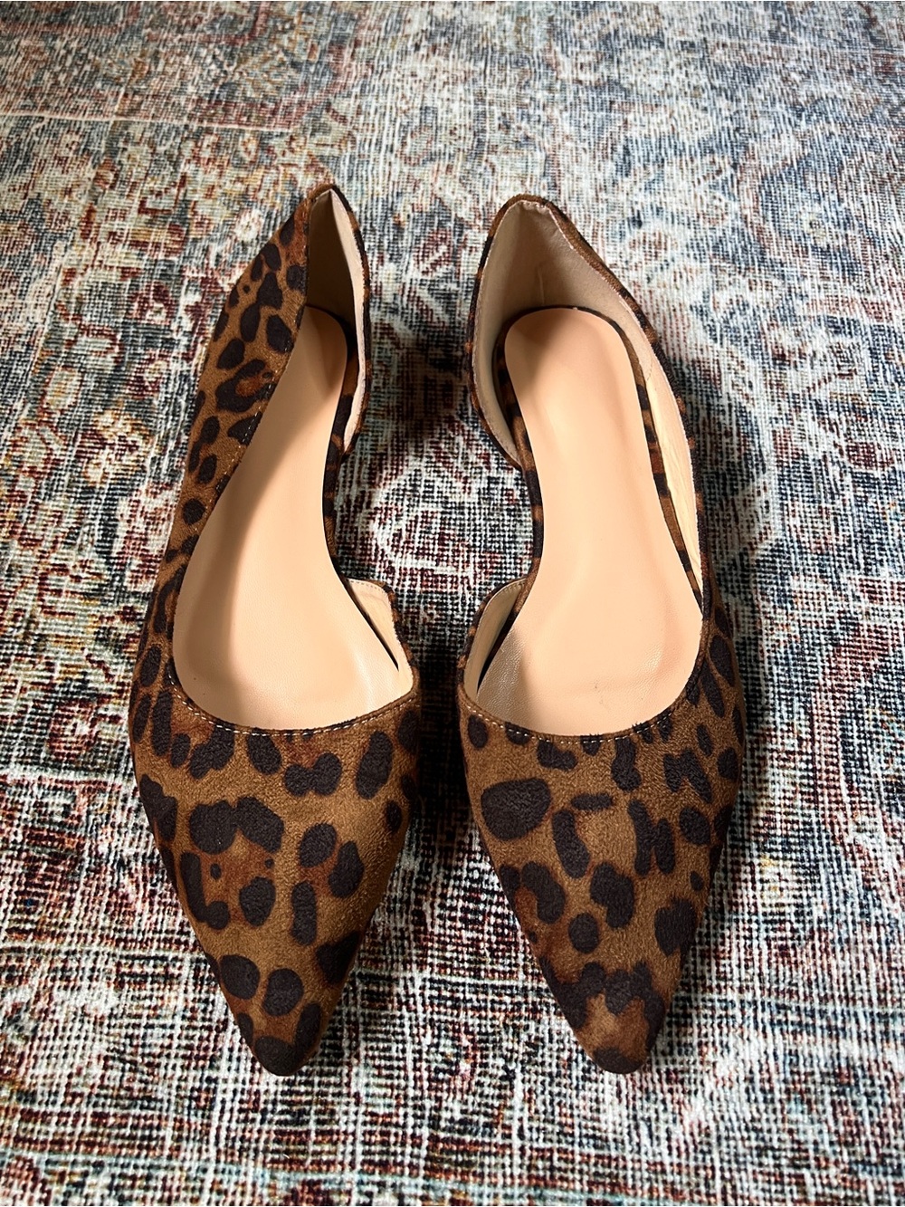 Leopard Print Pointed Toe Flats - Women